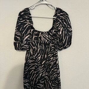 Francesca's Collections Black and Pink Animal Print Dress
